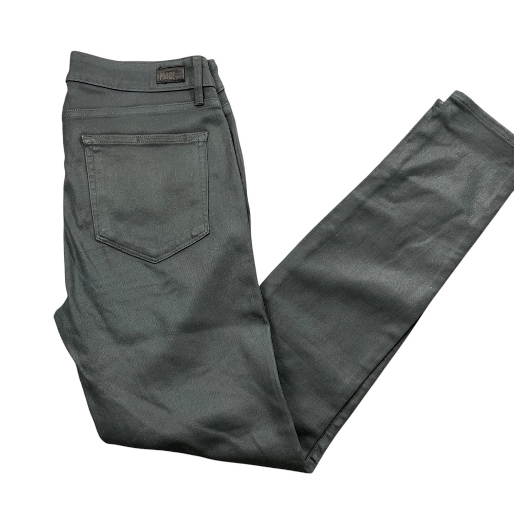 Paige Verdugo Ultra Skinny 31 Rayon Blend Zipper Grey Shiny Faux Leather look
